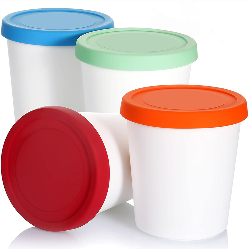 Food Storage Quart Containers - 4 Adet Gıda Kapları, Silikon Kapaklı