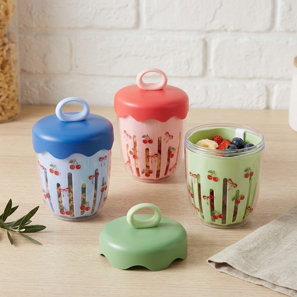 Food Storage Yogurt - Taşınabilir Plastik Gecelik Yulaf Ezmesi Kabı