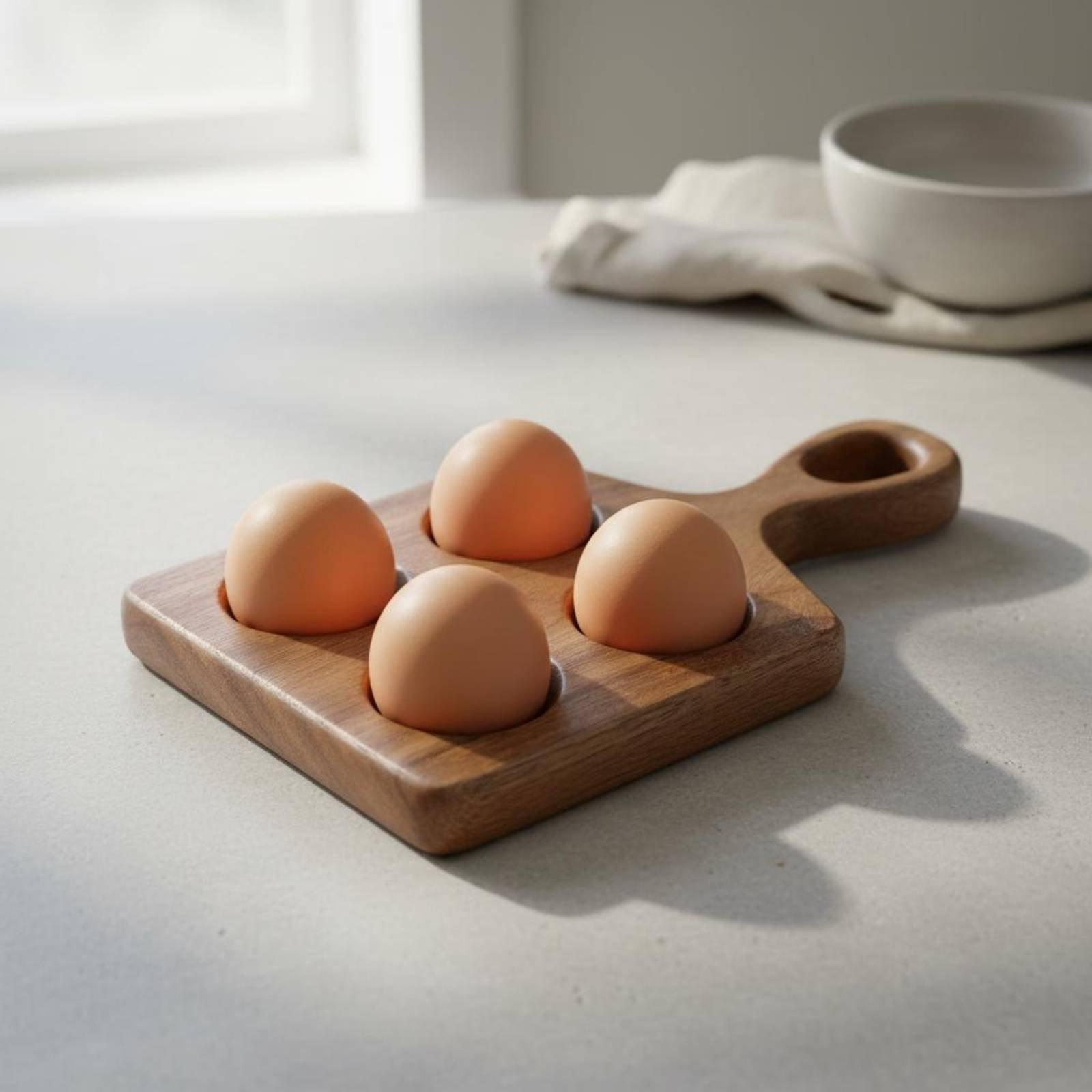 Egg Storage Holder - Kayın Ağacı Yumurta Tepsisi Derin Bölmeli