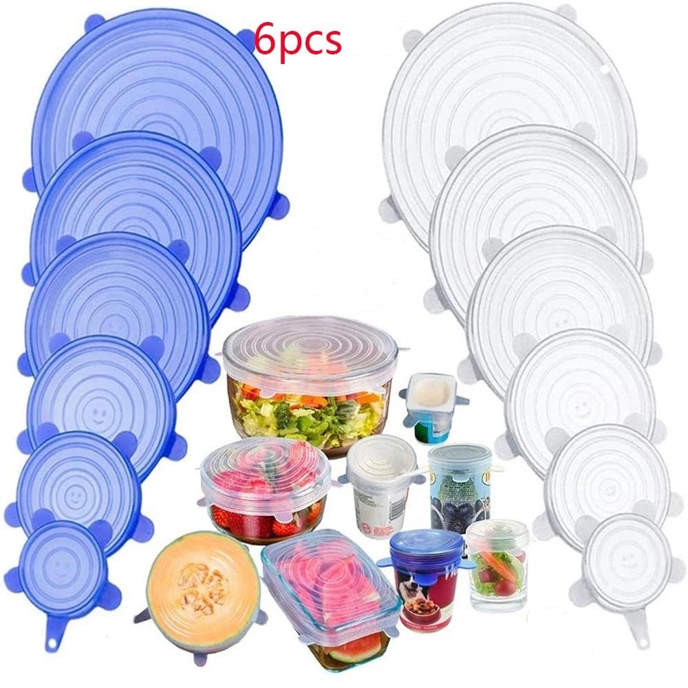 Silicone Stretch Lid - 6 adet kullanışlı yeniden kullanılabilir taze