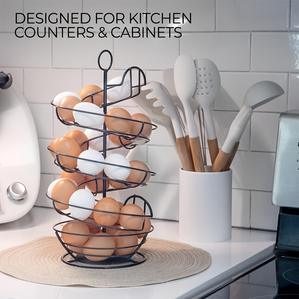 Egg Storage Holder - Metal Tel Spiral Yumurta Tutucu, Sepetli