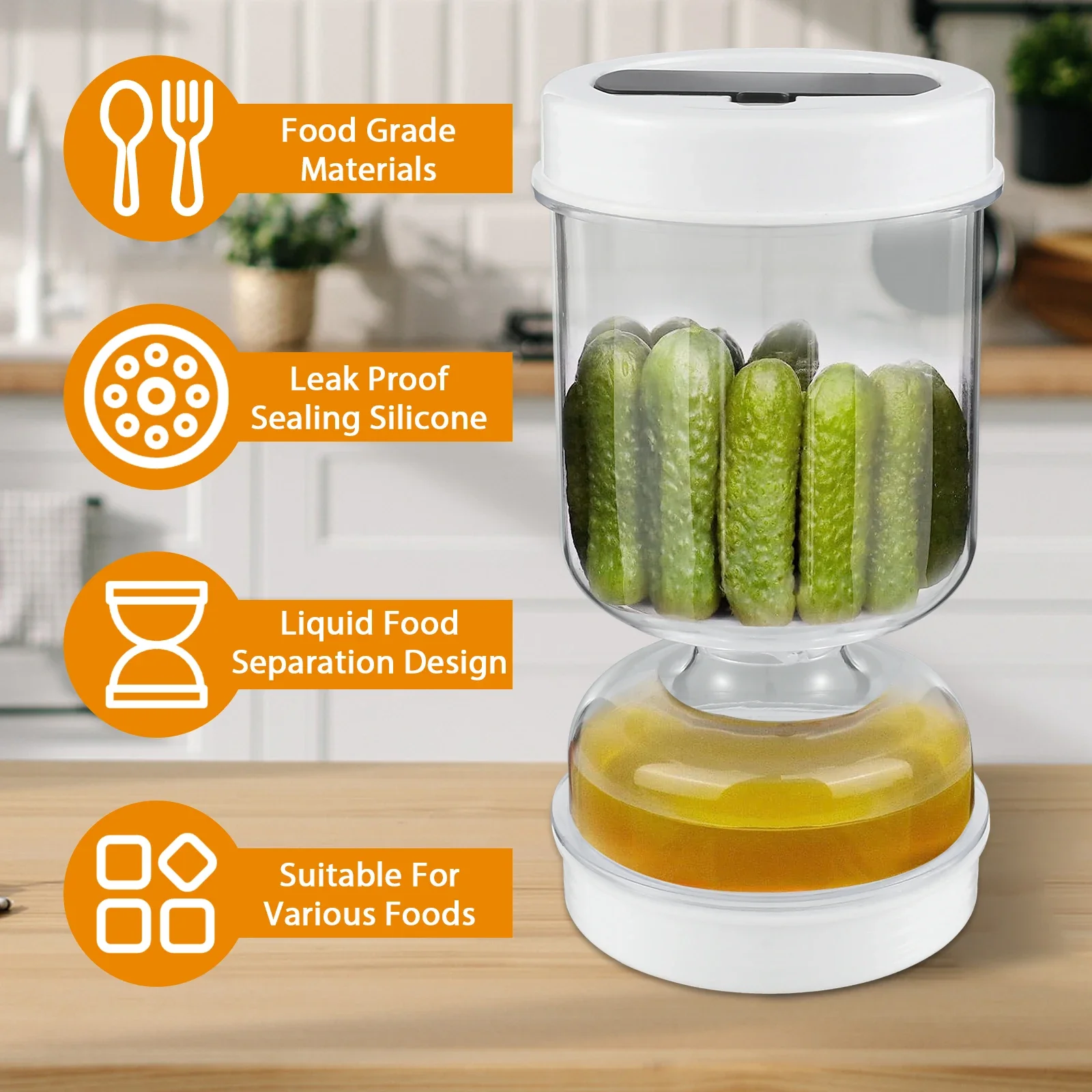 Food Storage Jars Airtight - Turşu Kabı Islak ve Kuru Ayırma