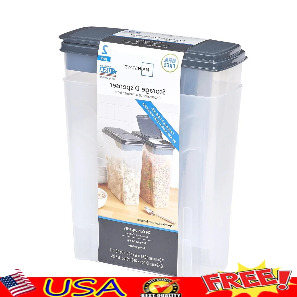 Food Storage Quart Containers - 2'li Paket Plastik Tahıl Dağıtıcı Kapları