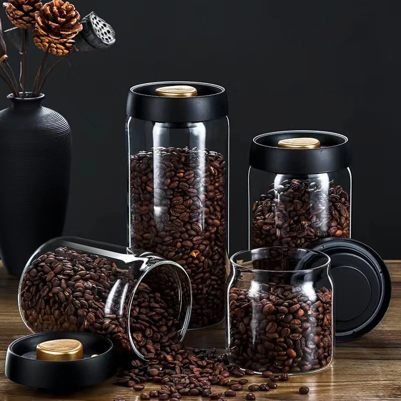 Food Storage Vacuum Containers - Kahve çekirdekleri vakumlu mühürlü kavanoz, şeffaf