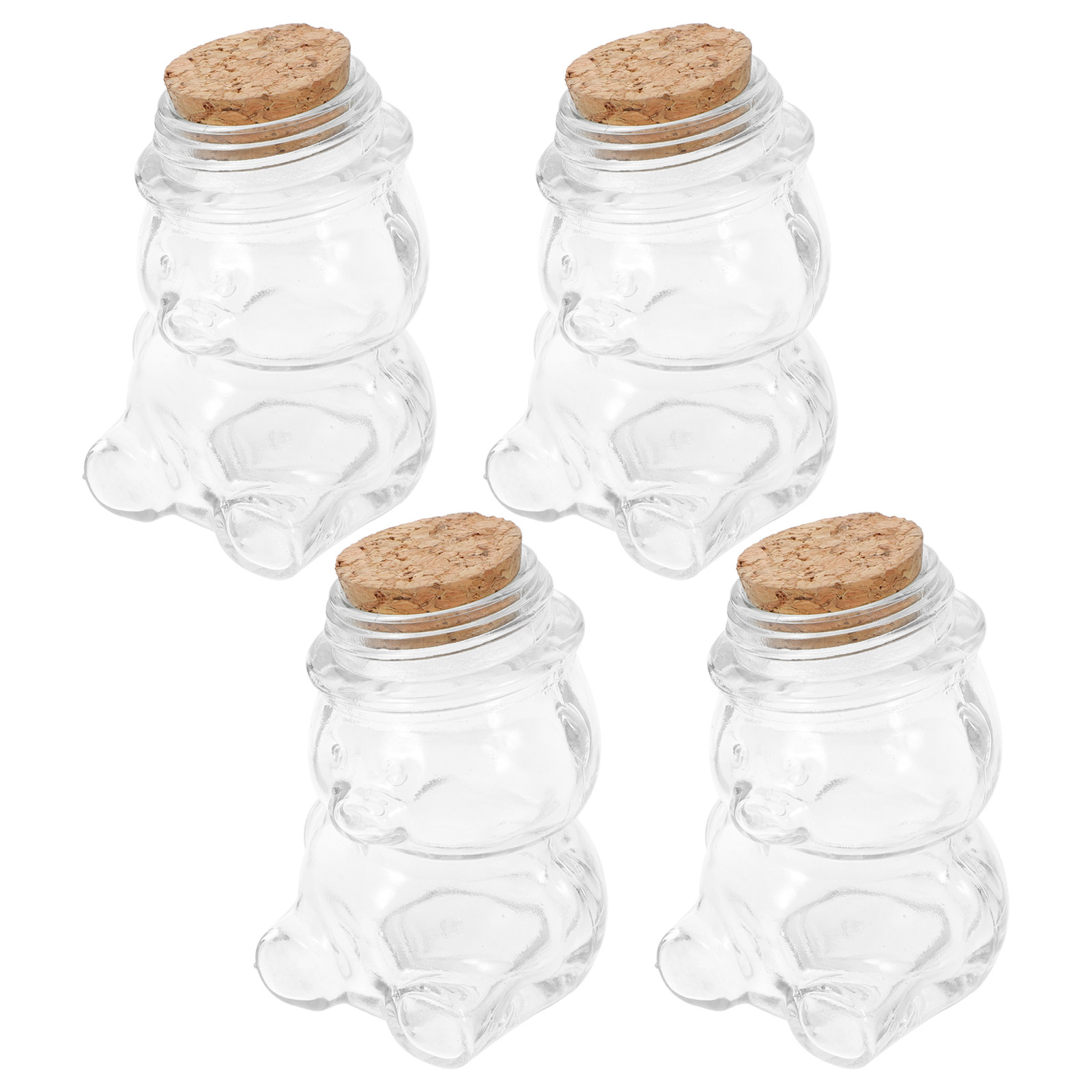 Food Storage Jars Airtight - 4 adet cam şeker kavanozu seti