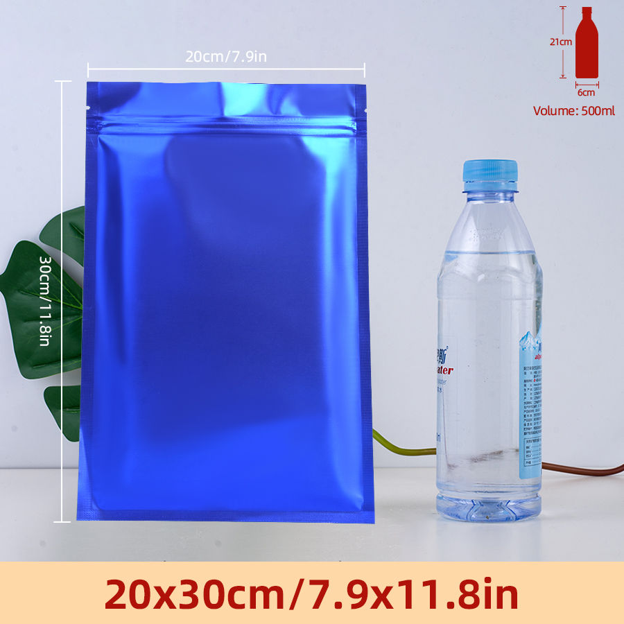 Food Storage Bag - 100 adet Mat Mavi Folyo Fermuarlı