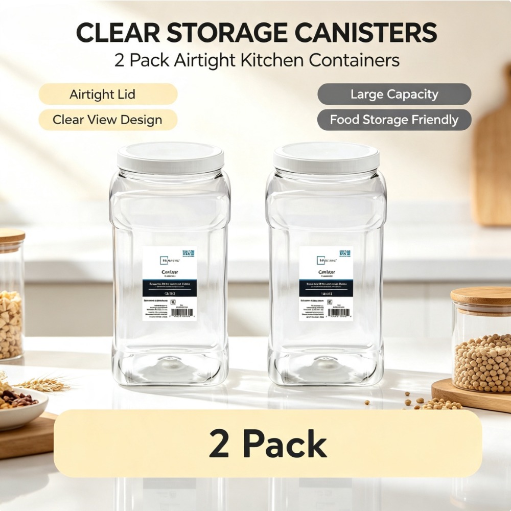 Food Storage Quart Containers - (2'li Paket) Mainstays Şeffaf Plastik 4