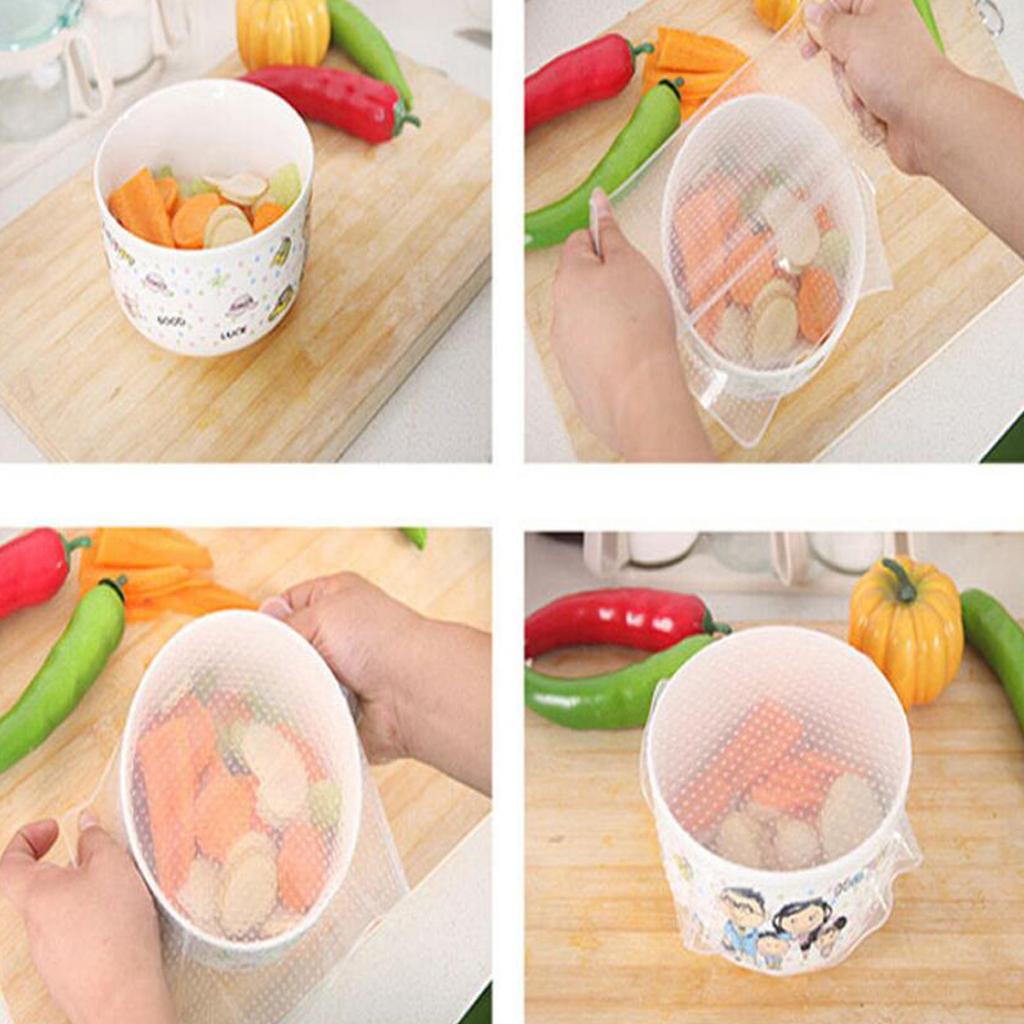 Silicone Stretch Lid - Dayanıklı Şeffaf Silikon Streç Kapak Seti,